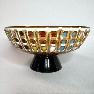 1960s Handmade Fratelli Fanciullacci  Ceramic Compote Bowl – signed, Italy